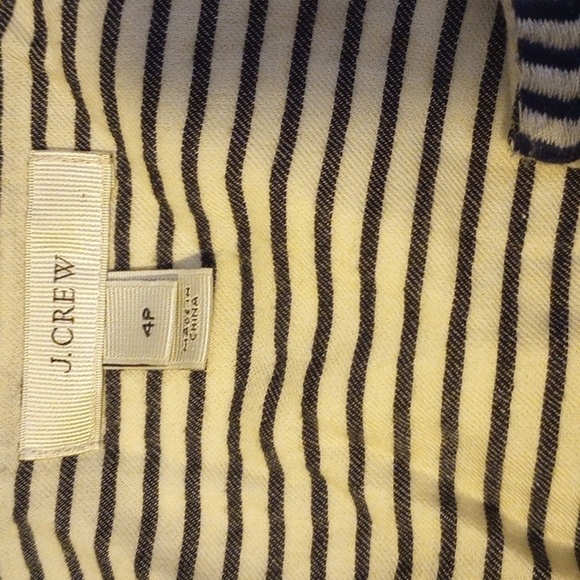 JCrew Womens Blouse Sz 4P Grey Red Embroidered Striped Peasant Blouse V Neck - Picture 4 of 9